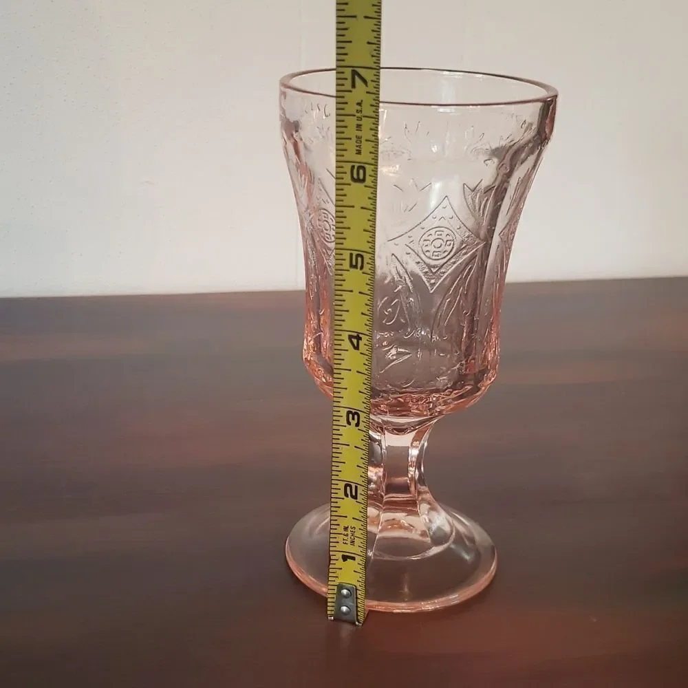 Gorgeous Vintage Blush Pink Heavy Depression Glass Water Goblet